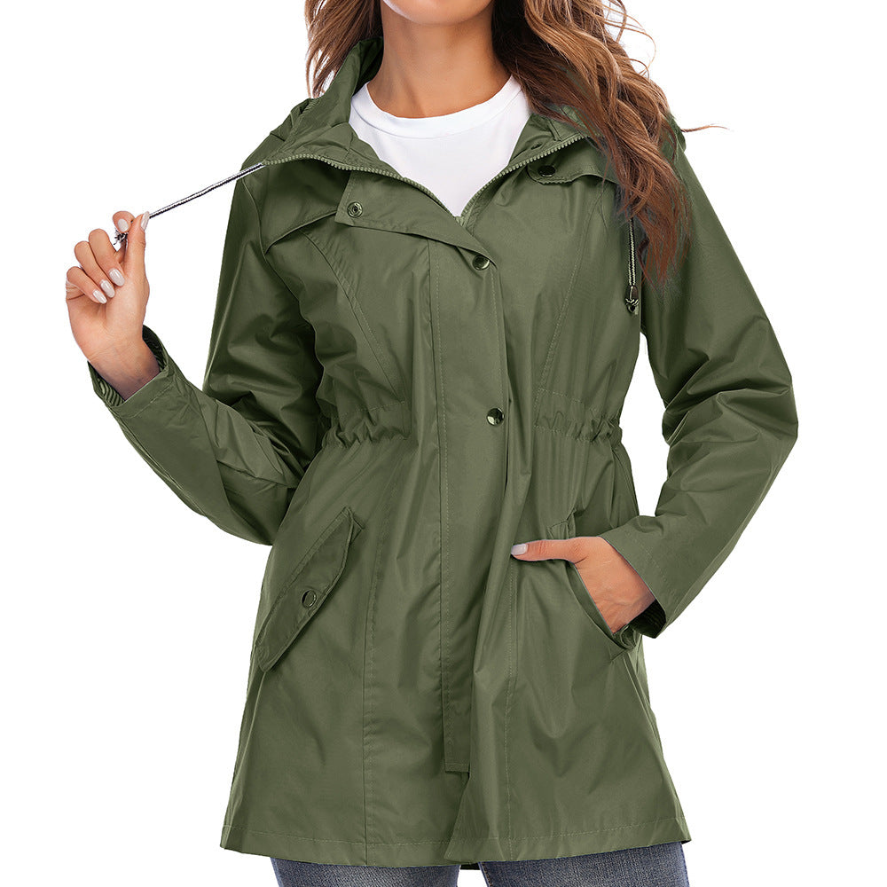 High Quality Women Waterproof zipper raincoat jacket