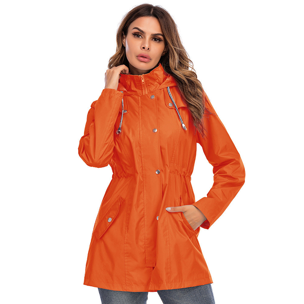 High Quality Women Waterproof zipper raincoat jacket