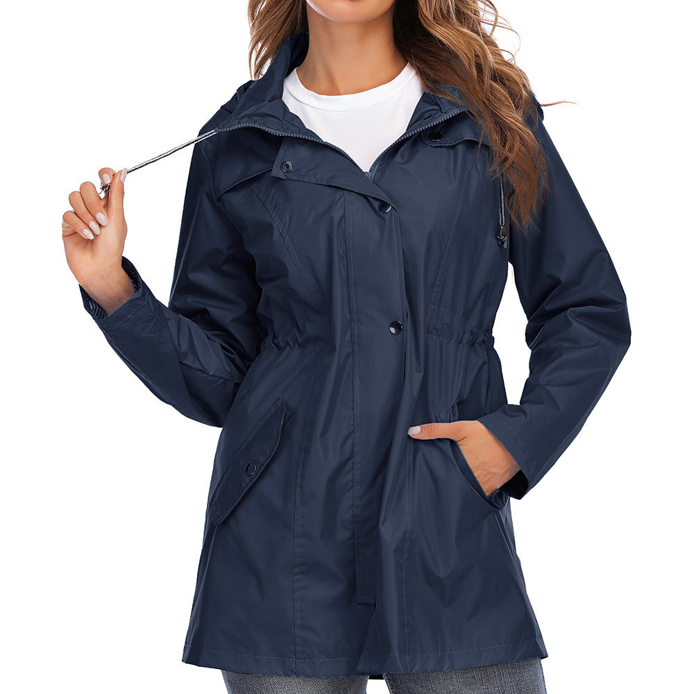 High Quality Women Waterproof zipper raincoat jacket