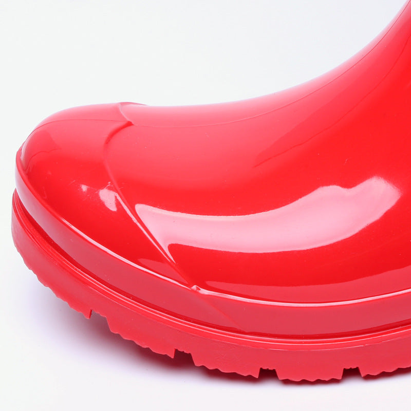 Red Color Fashionable high tube rain boots