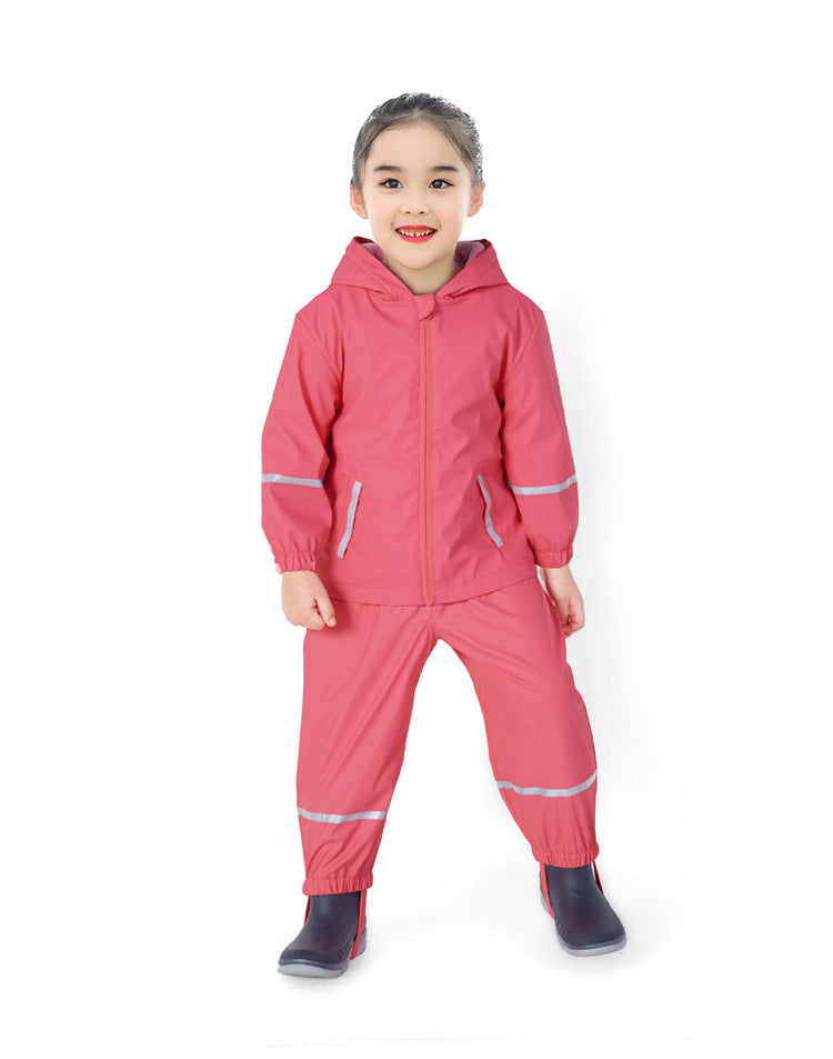 Thickened Plus Fleece Jacket Children Baby Waterproof And Windproof Raincoat