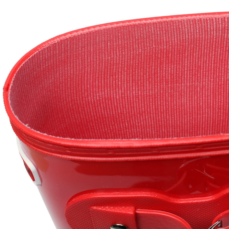 Red Color Fashionable high tube rain boots