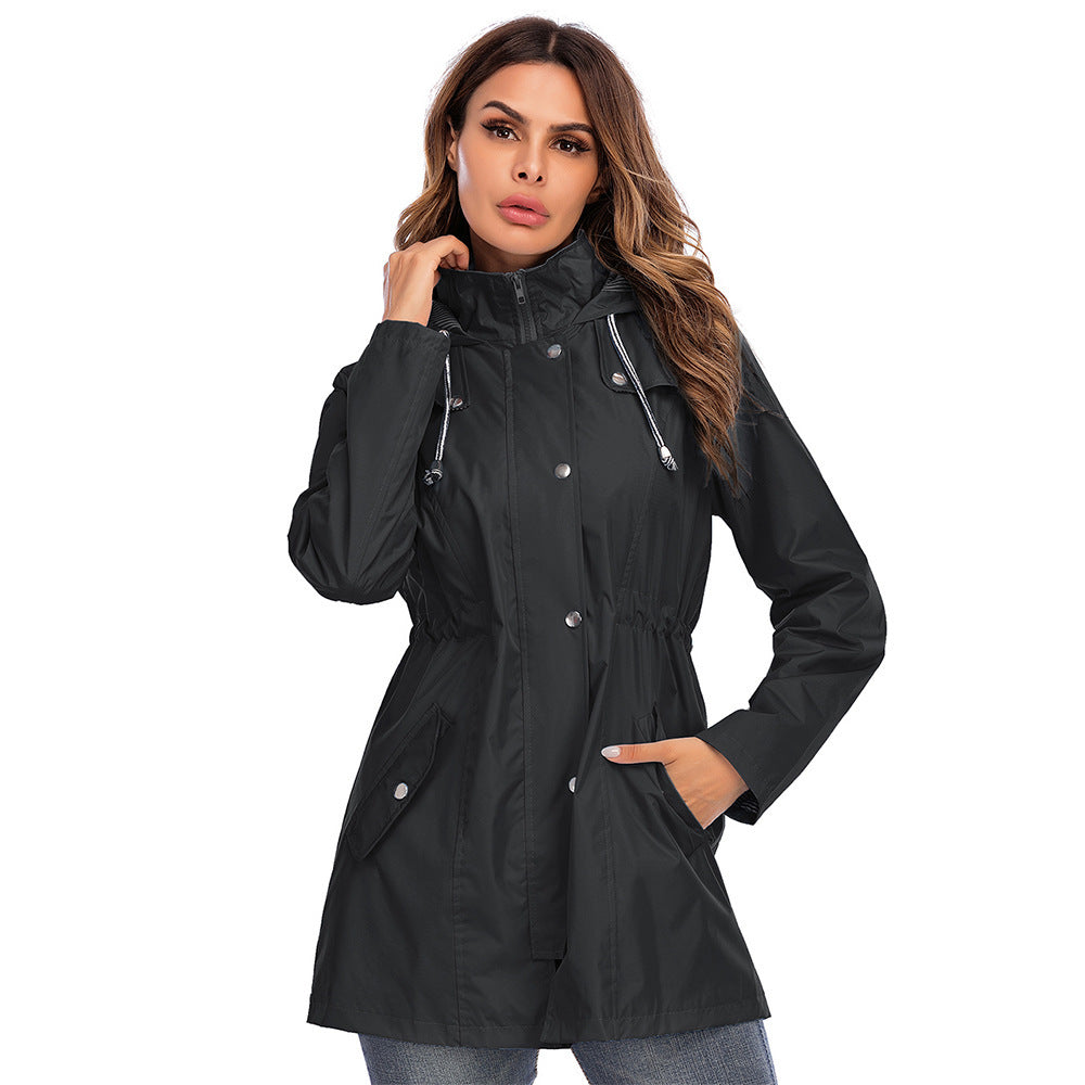 High Quality Women Waterproof zipper raincoat jacket
