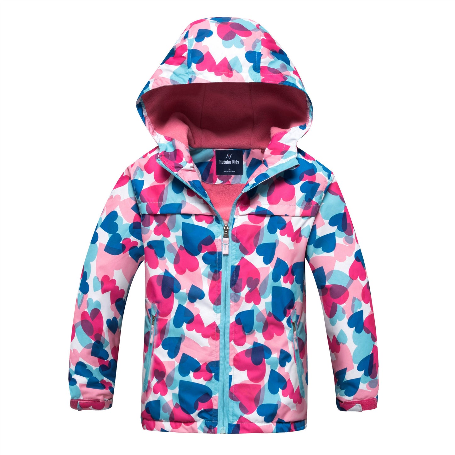 Girls' Jacket Hooded Outdoor Waterproof and Windproof Waist Warm Cardigan