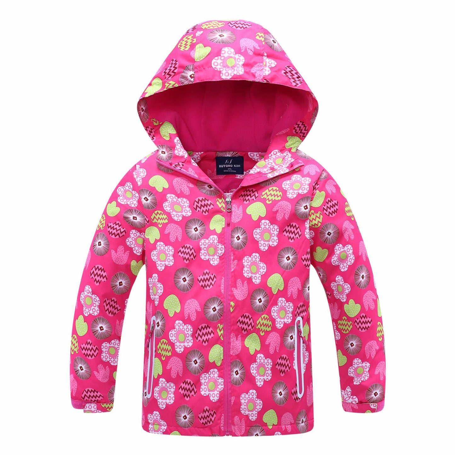 Girls' Jacket Hooded Outdoor Waterproof and Windproof Waist Warm Cardigan