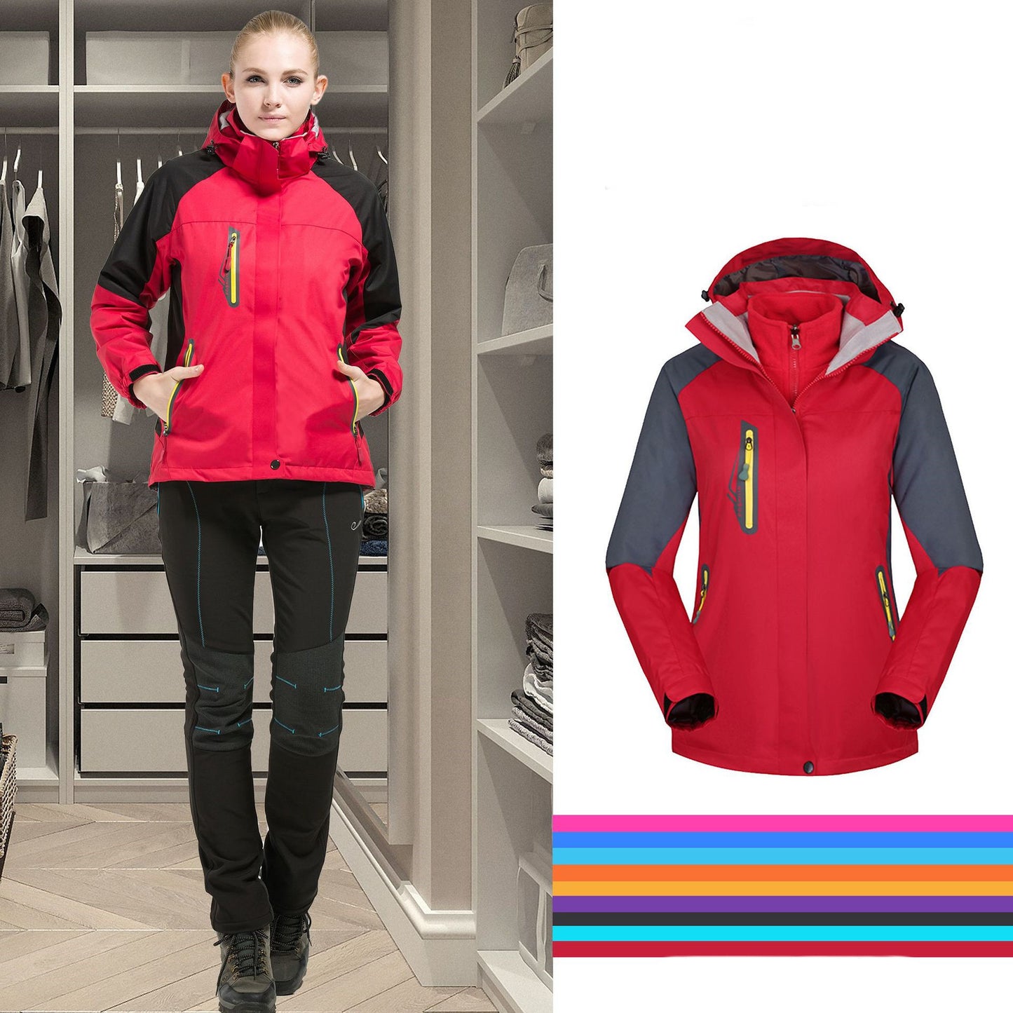 Women's Fashion Simple Fleece Waterproof Jacket