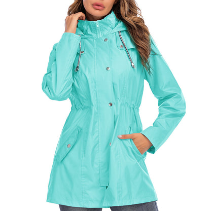 High Quality Women Waterproof zipper raincoat jacket