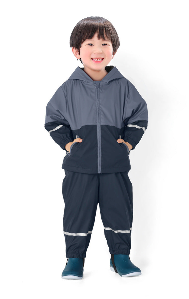 Thickened Plus Fleece  Jacket Children Baby Waterproof And Windproof Raincoat