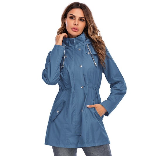 High Quality Women Waterproof zipper raincoat jacket