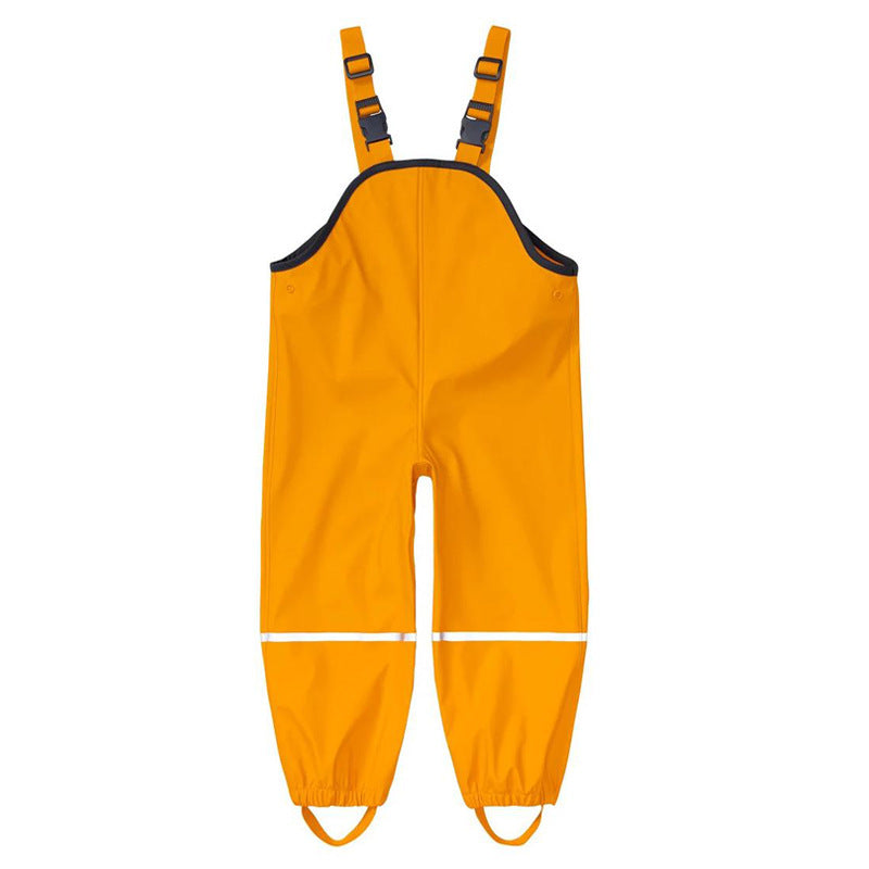 Children's One-piece Waterproof Breathable PU Shoulder Strap Rain Pants