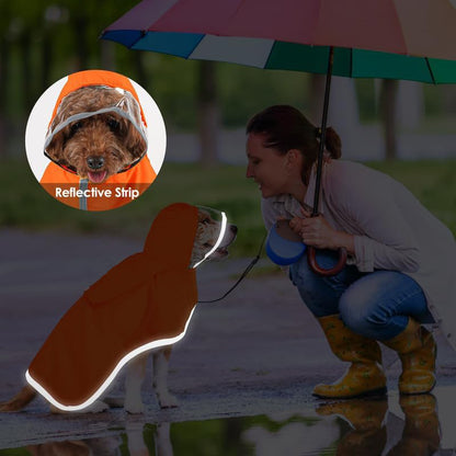 Dog Raincoat Waterproof Soft Breathable Dog Rain Jacket For Small Dog Hooded Dog Rain Coat With Transparent Cap Protect Belly